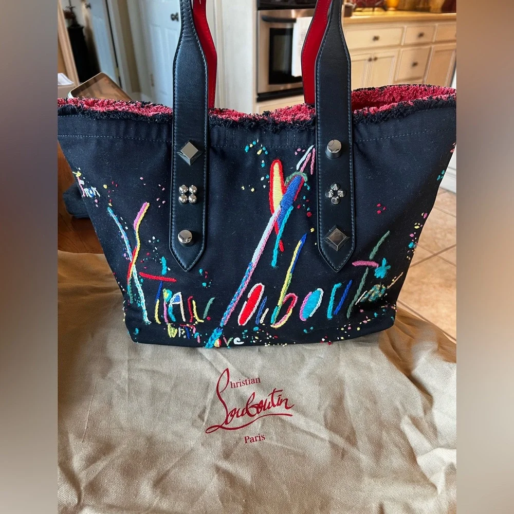 EUC Christian Louboutin Frangibus Embroidered Canvas Tote - Picture 16 of 16